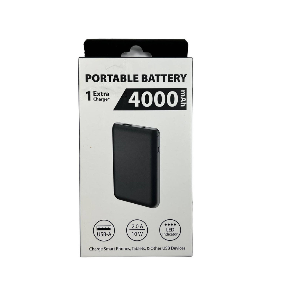Portable Battery, 4K (4000) MAh, Black